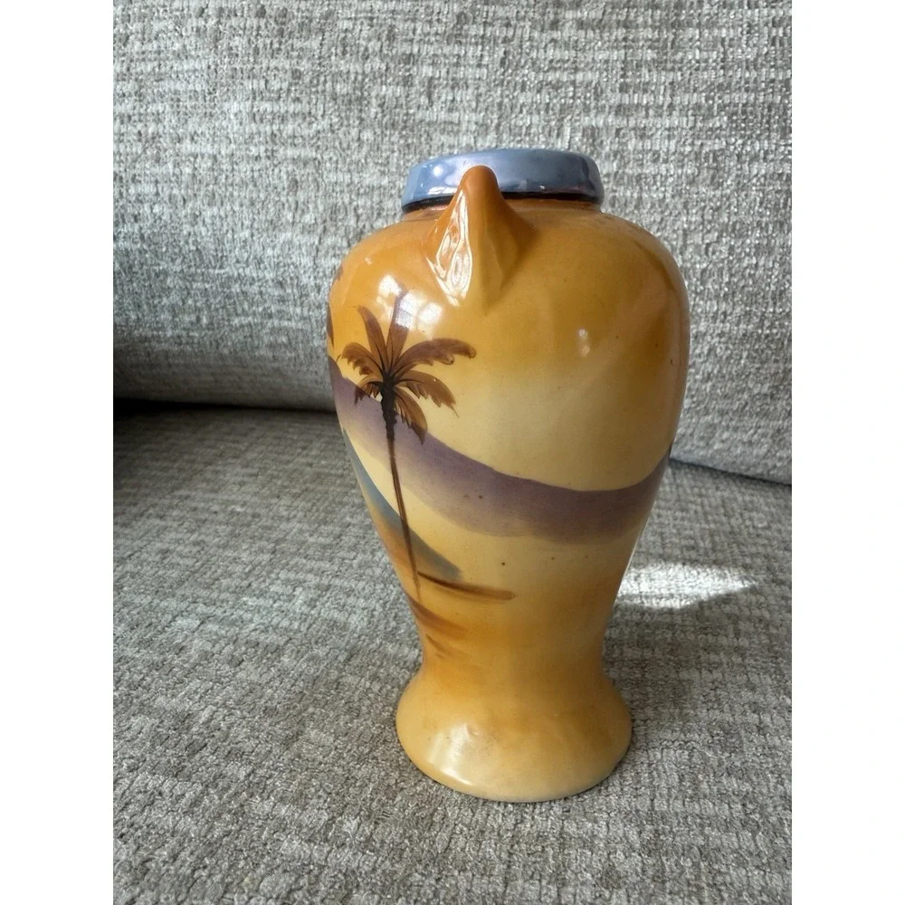 RARE Japanese Lusterware Handled Cabinet‎ Vase with Hand Painted Egyptian Scene